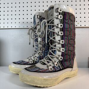 Vtg Coach Peggey Logo Fur Shearling Winter Boots 7.5 Y2K